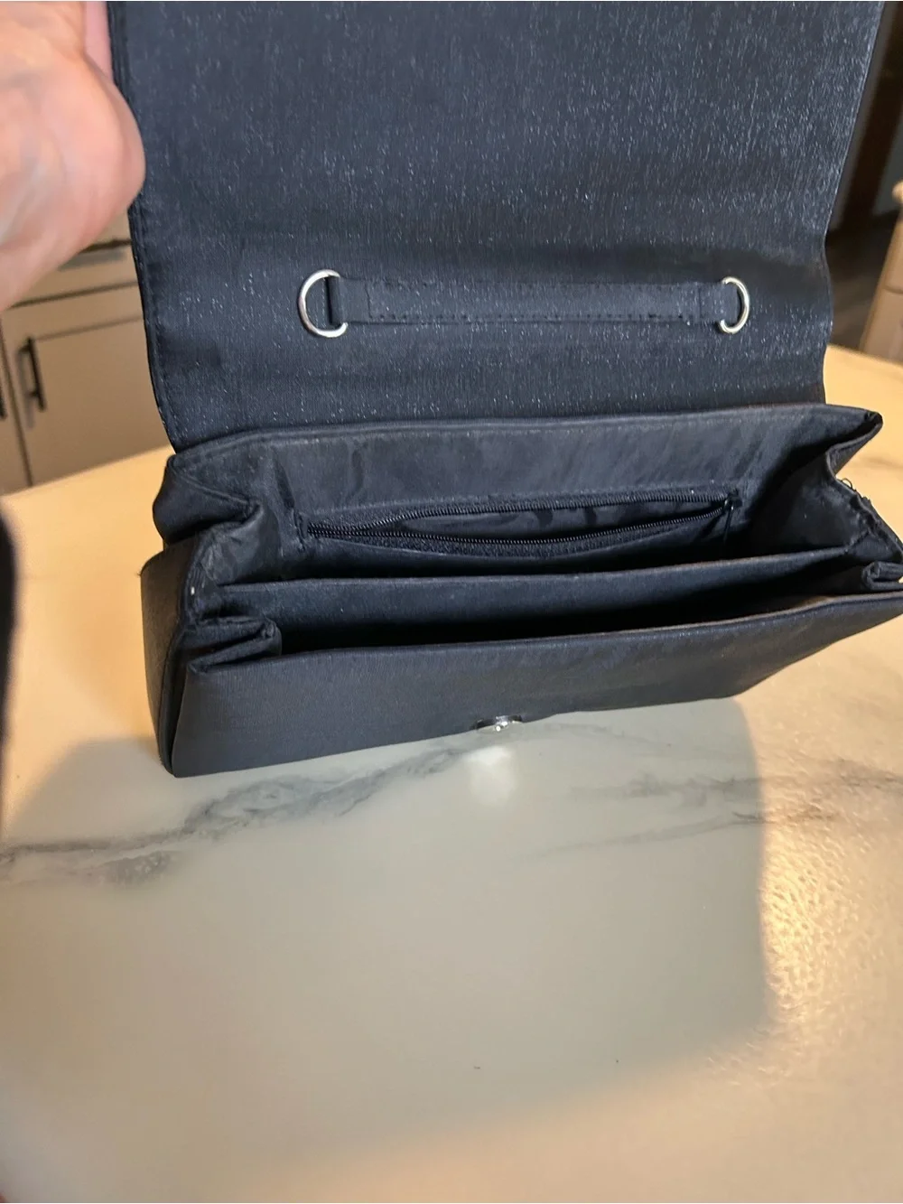 Elegant Black Evening Clutch Handbag With Silver Panther Handle